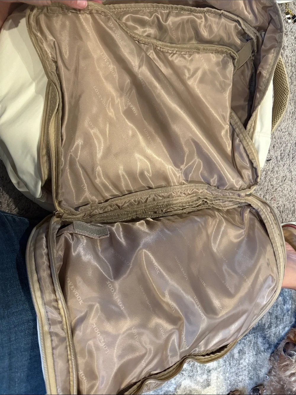 Lovevook Cream & Tan Travel Backpack - Lightweight Bag